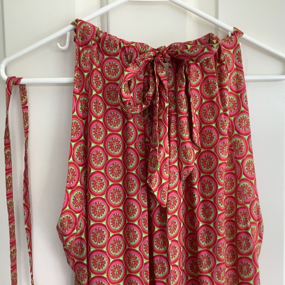 Maxi Dress Red/Green/Dark Pink Geometric Print Large by Escapada - Picture 7 of 10